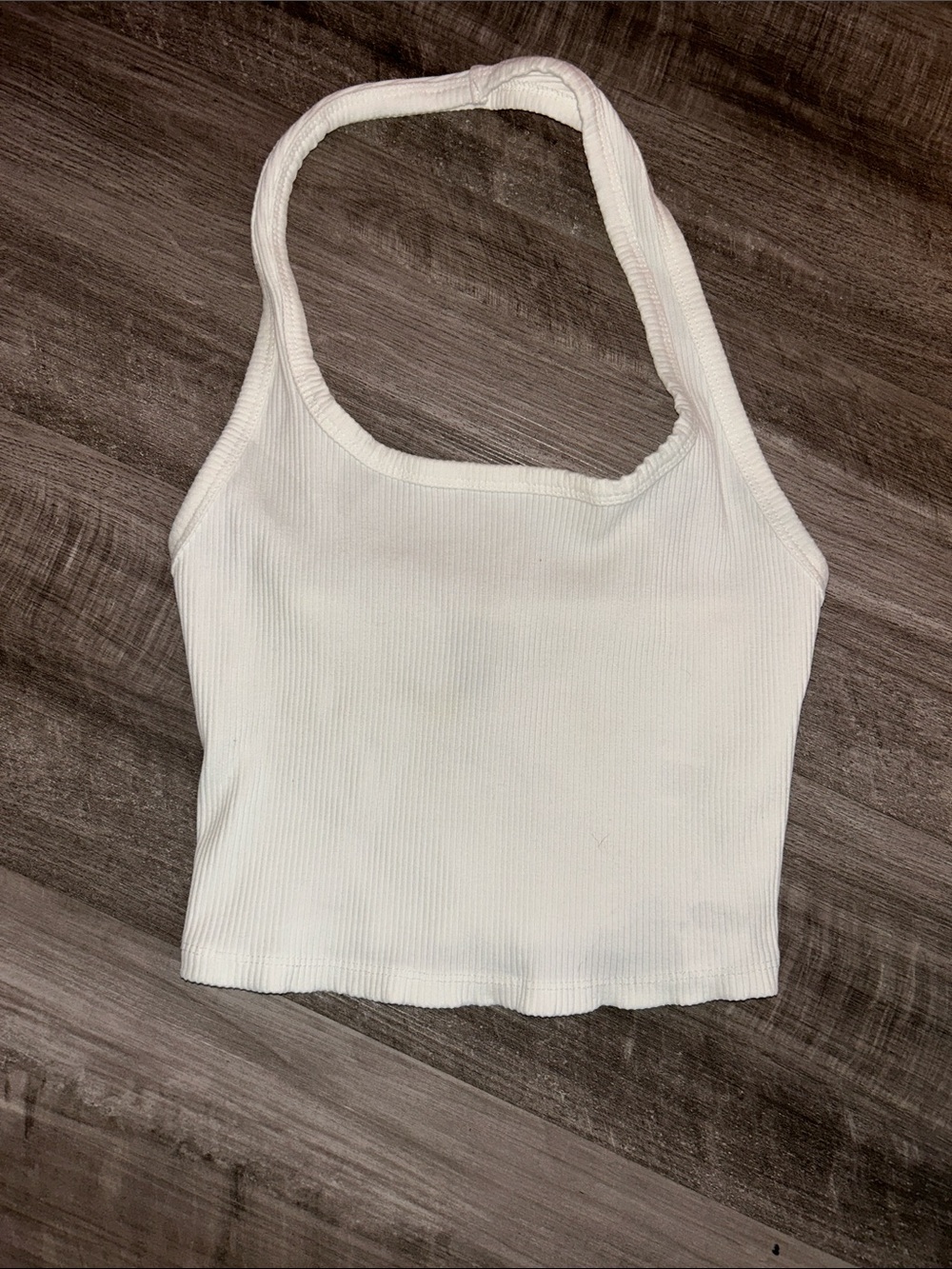 wild fable White Ribbed Halter Crop Tank